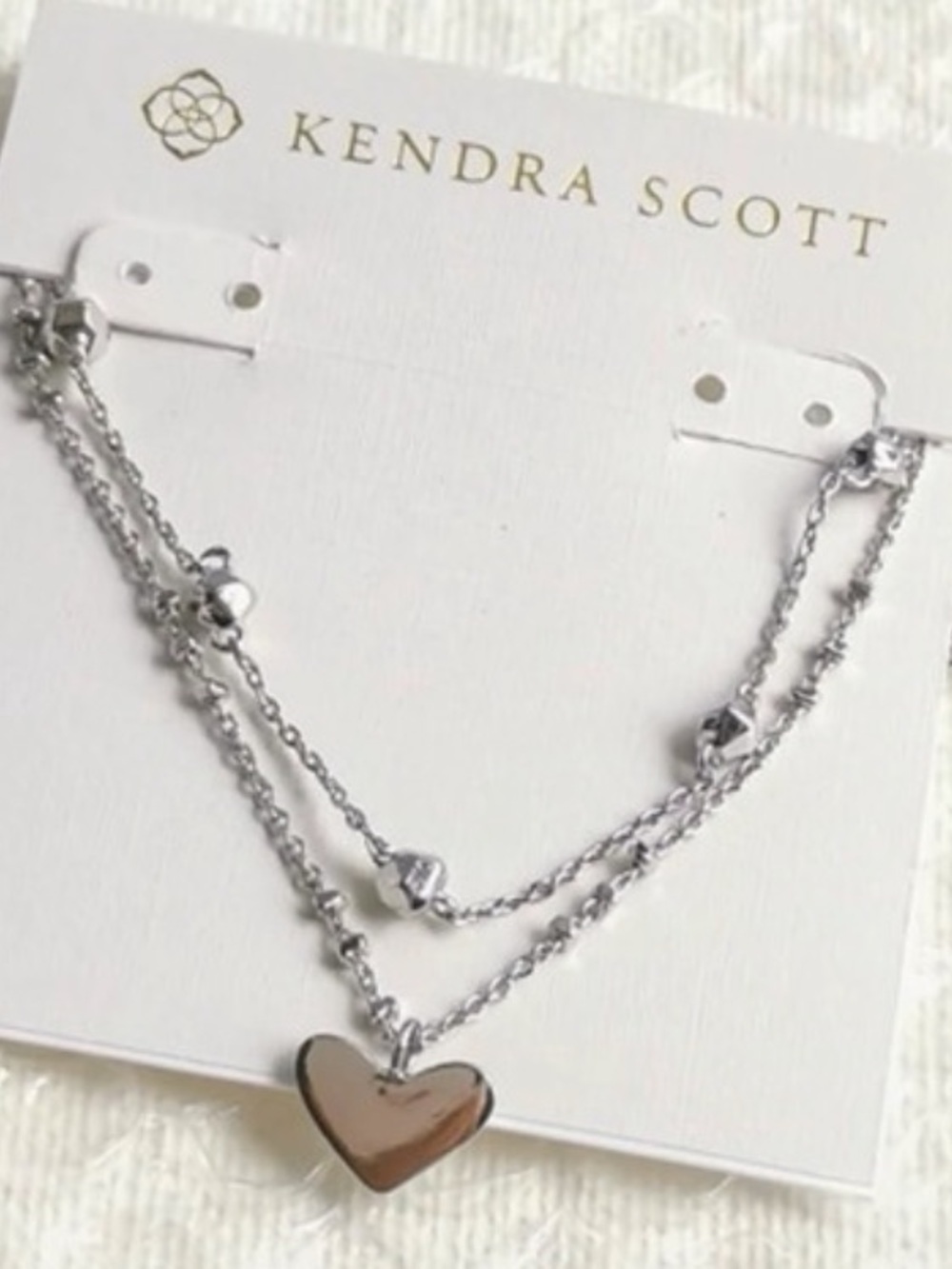Kendra Scott ‘Ari’ Heart Double-Layer Necklace Silver